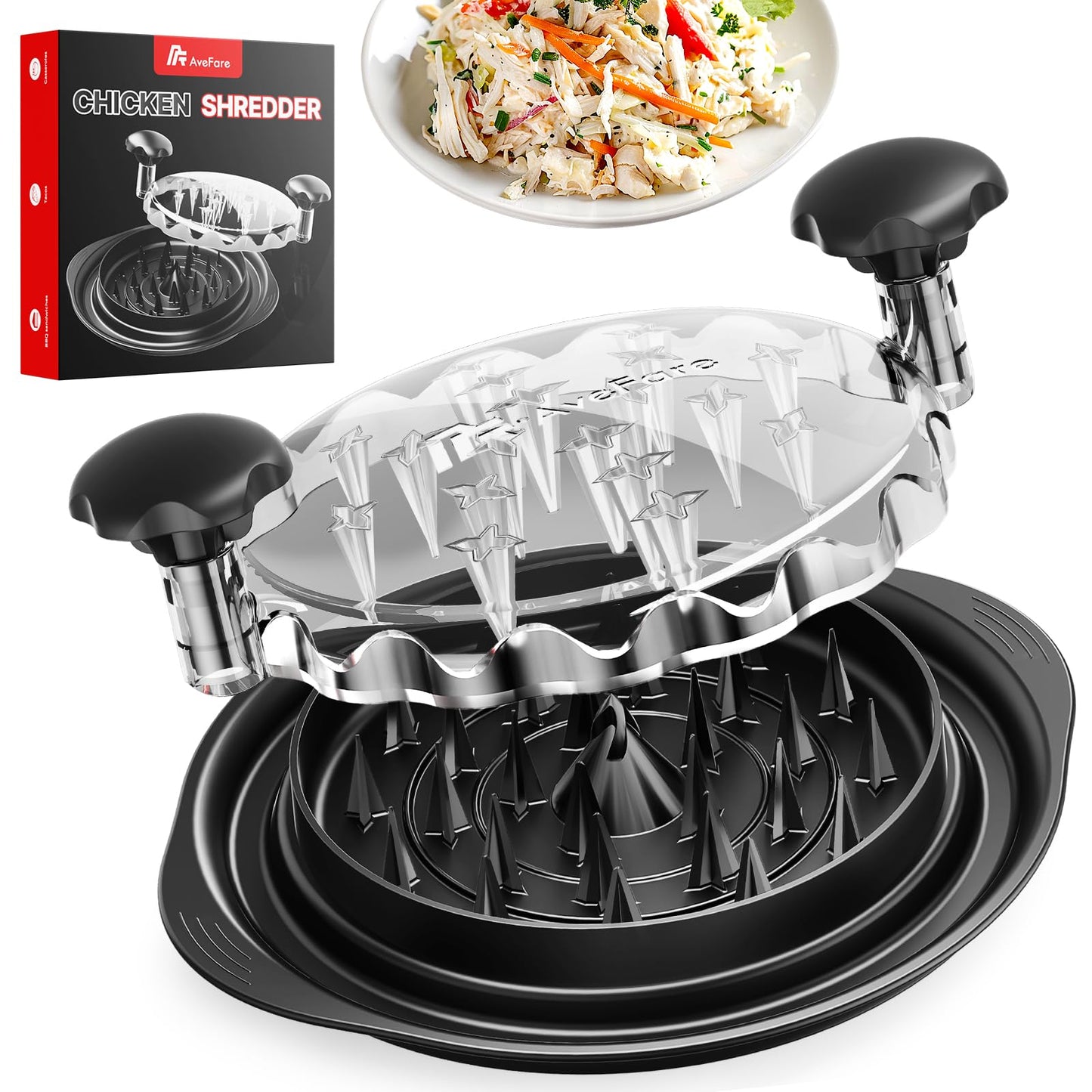 AveFare Large Chicken Shredder, Heavy Duty Highly Durable Chicken Shredder Tool Twist, Meat Shredder Machine, BPA Free, Strong Anti-Slip, Dishwasher Safe, Suitable for Pork Beef Chicken