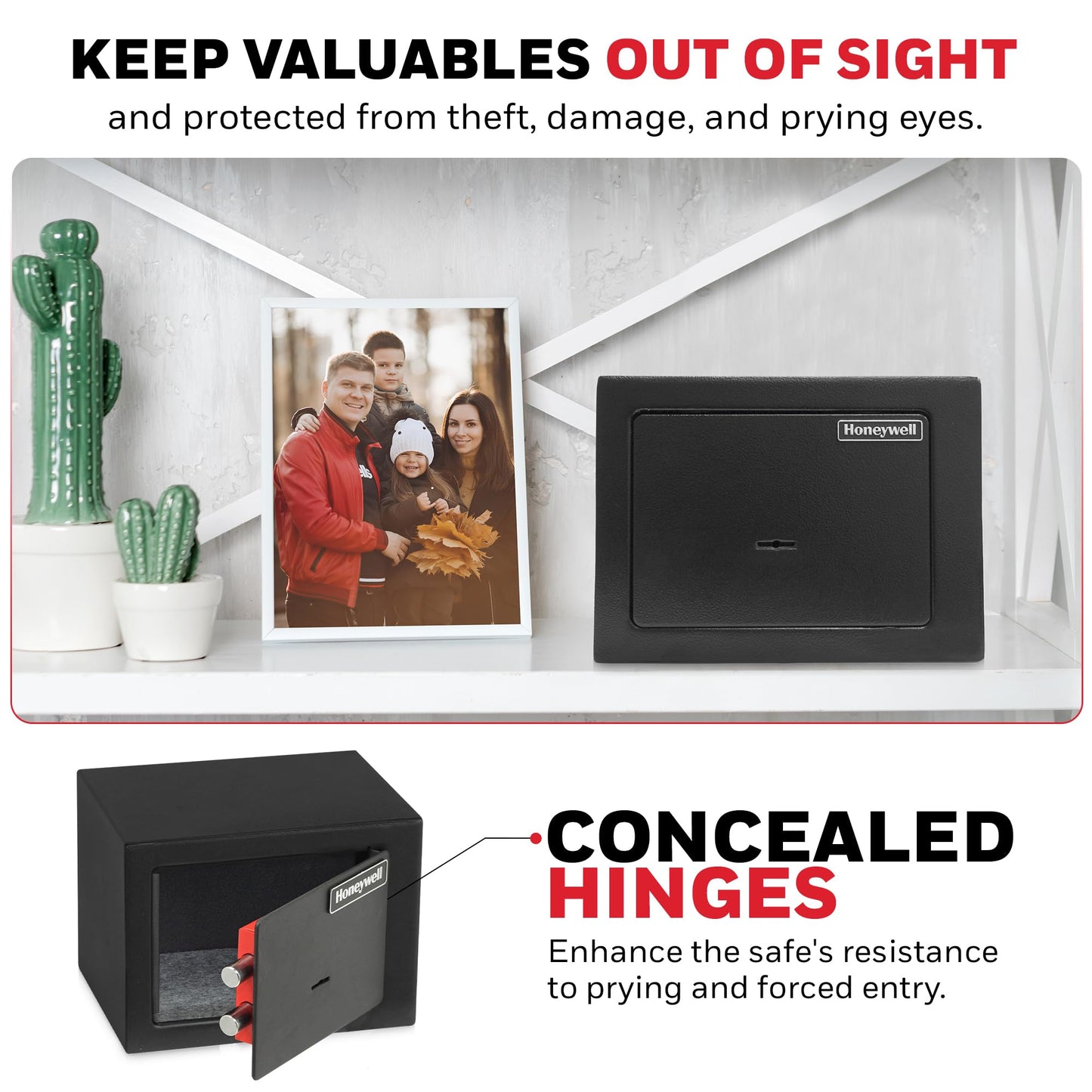 Honeywell Safes & Door Locks - Bolt Down Small Safe Box for Valuables - Steel Security with Key Lock for Personal Document Safety Box - Scratch Resistant & Carpeted Floor - 0.19 CU - Black - 5002