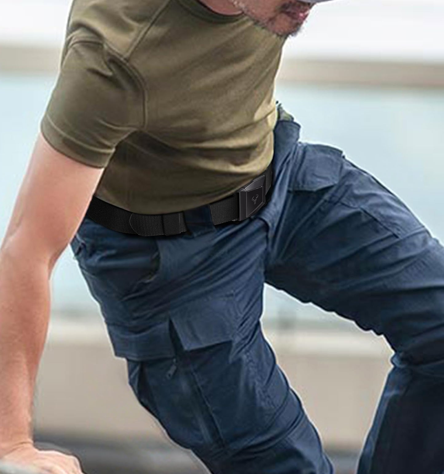 BULLIANT Men Belt 2 Pack,Nylon Web Holster Belt Stretch for Gift Men Outdoor Work Sports Hunting Hiking,Quick Release(Black/Dark Gray,28"-34" Waist Adjustable)