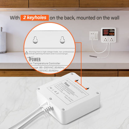iPower Professional Digital Heating and Cooling Thermostat Controller for Seed Germination, Reptiles and Brewing Breeding Fermenter Greenhouse, Grow Tent, 1200W-White