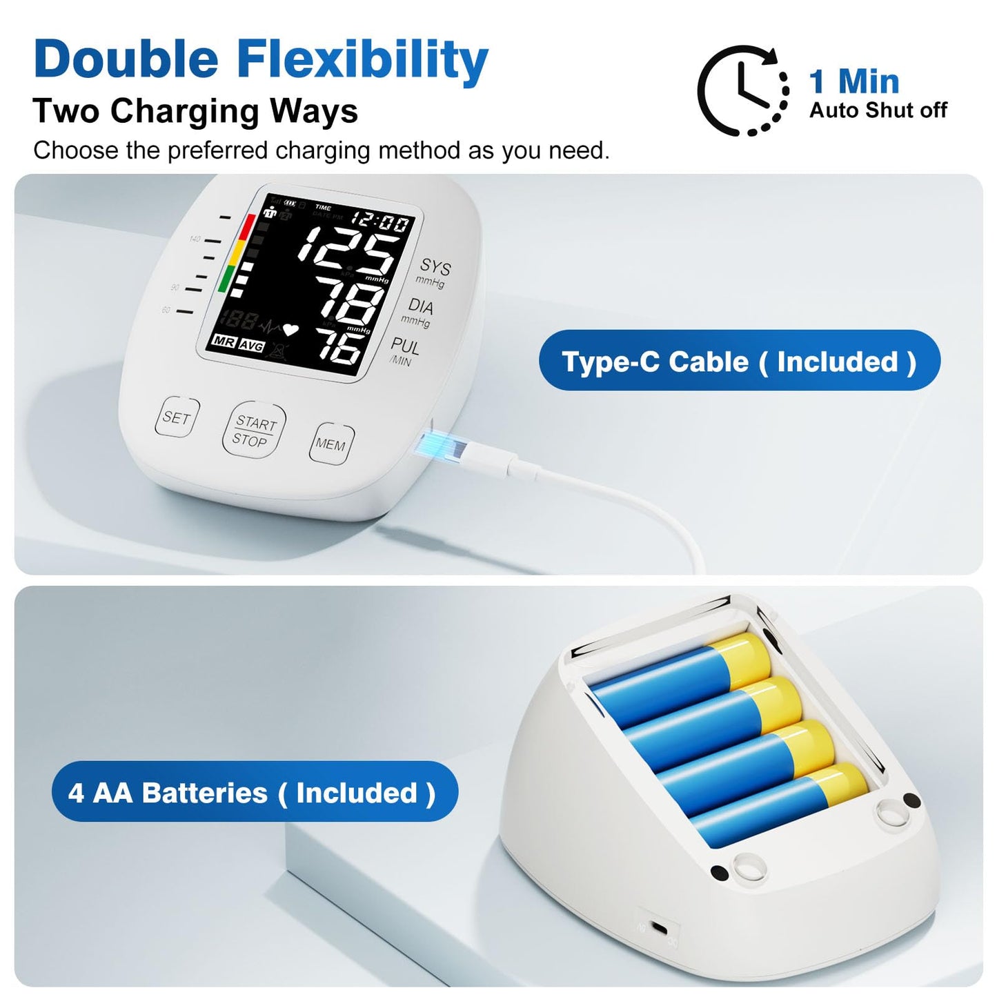 Blood Pressure Monitors for Home use, Automatic Digital BP Machine, Adjustable Upper-Arm Blood Pressure Cuff(8.7'' -16.5''), Large Clear LCD Backlit Display&HR Detection, 2x99 Sets Memory