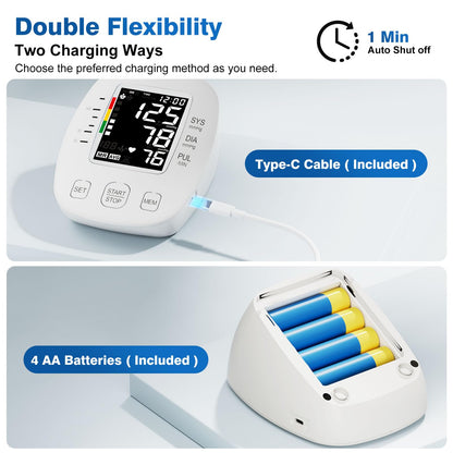 Blood Pressure Monitors for Home use, Automatic Digital BP Machine, Adjustable Upper-Arm Blood Pressure Cuff(8.7'' -16.5''), Large Clear LCD Backlit Display&HR Detection, 2x99 Sets Memory