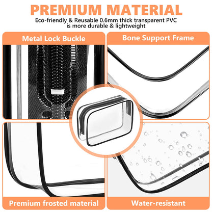 AURUZA 4 Pack Clear Toiletry Bag, Portable Travel Makeup Pouch with Zipper, TSA Approved Organizer, PVC Cosmetic for Airport Airline Compliant