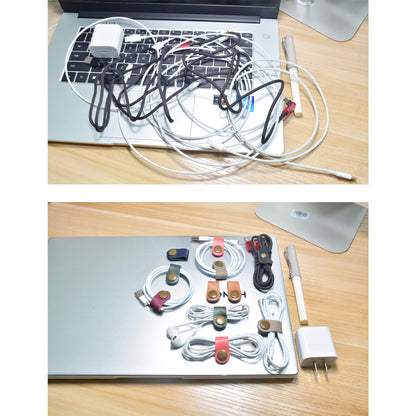 CAILLU Cord Organizer,Cord Keeper,Cable Organizer USB Holder,Cable Management,Cable Straps,Earbud case,wrap Headset Winder,Phone Earphone Clips Ties (Rose red Cord Organizer)