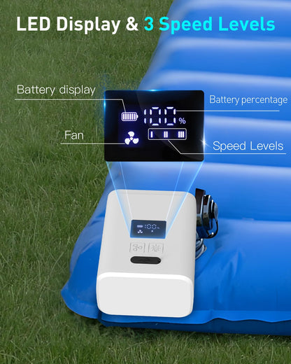Air Pump for Inflatables Mini Air Mattress Pump Portable Electric Air Pump for Pool Floats,Swimming Rings, Sleeping Pads, Vacuum Storage Bags 5X with 5000mAh Battery & Light, USB Rechargeable