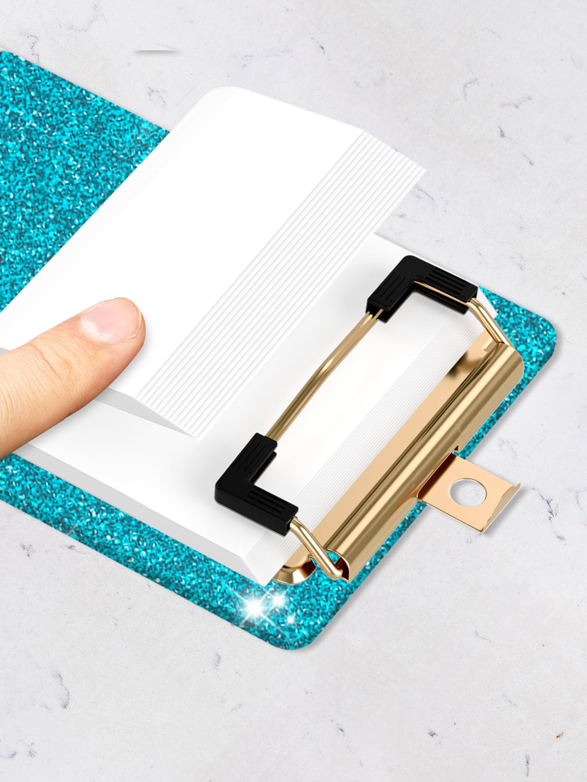 Acrylic Clipboards, Fashion Glitter Clipboard, Size 4" x 6", Cute Confetti Clipboards for Women, Desk Office Supplies and Accessories.Teal
