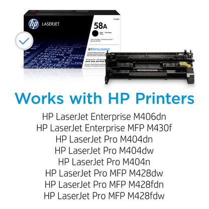 HP 58A Black Toner Cartridge | Works with HP LaserJet Enterprise M406 Series, MFP M430 Series, Pro M404 Series, M428 Series | CF258A