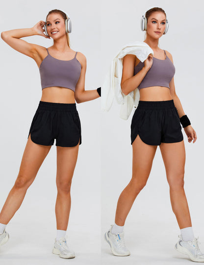 Blooming Jelly Womens Quick-Dry Running Shorts Sport Athletic Active Workout Shorts with Pockets 1.75" (Medium, Black)