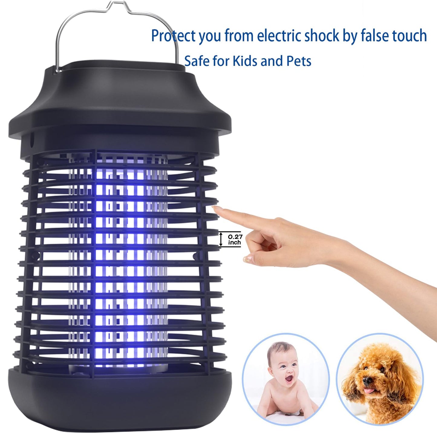 Bug Zapper for Outdoor and Indoor,3-Meter Power Cord with Switch Mosquito Zapper,Bug Zapper Outdoor for Home Backyard, Patio