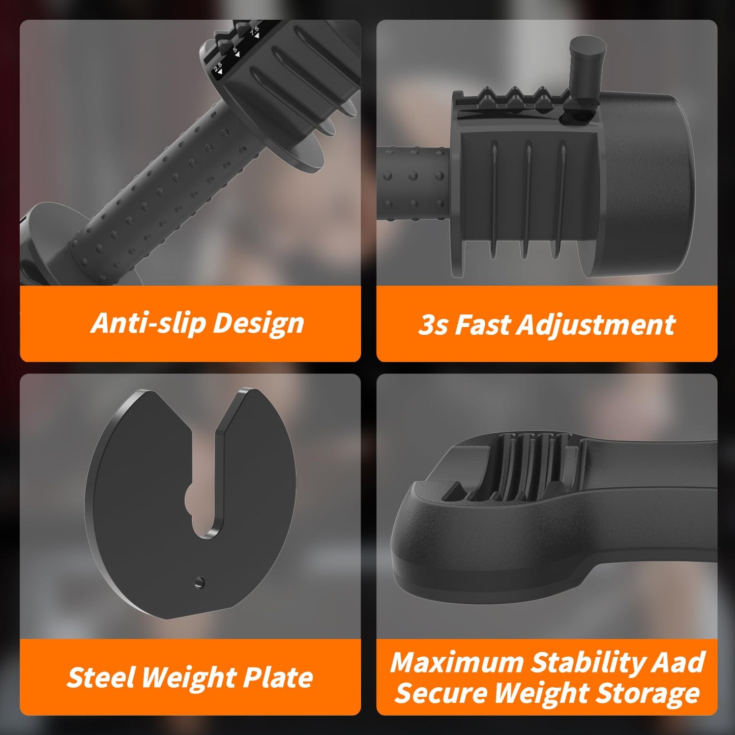 Ativafit 27.5/66/88LBS Pair Adjustable Dumbbell Set with Anti-slip Handle 12 In 1 Quick Dial Adjustment Weights With Safety Locking Button Space Saving Strength Training for Full Body Home Gym Workout