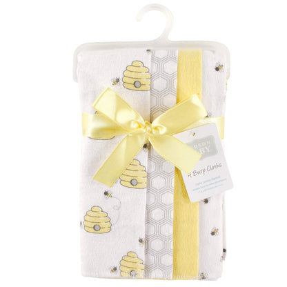Hudson Baby Unisex Baby Cotton Flannel Burp Cloths, Bee, One Size