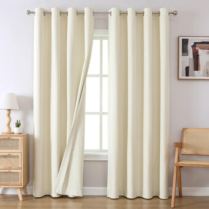 Airwill Grommet Blackout Curtains for Living Room Bedroom Window - Set of 2 Window Curtain Panels, Room Darkening, Thermal Insulated (W52 x L84 Inch, 2 Panels, Beige)