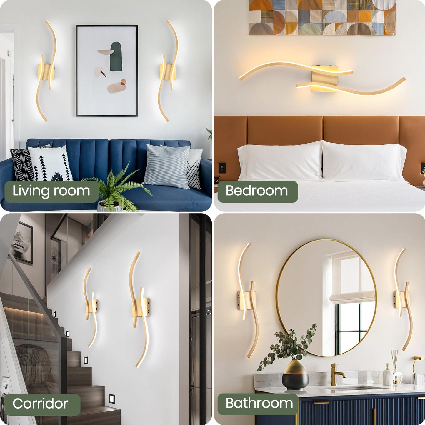 CANEOE Battery Operated Wall Sconces with Remote Control,10000mAh USB Rechargeable Gold Wall Light,3000K-6000K LED Wireless Wall Lamp for Bedroom,Hallway,Background Wall,31.5inch,1 Pack