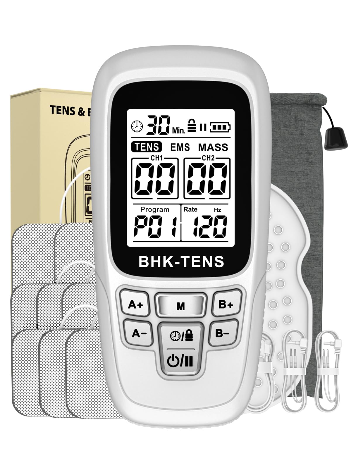 24 Modes TENS EMS Unit for Pain Relief, Muscle Stimulator Machine with 8 Reusable Electrode Pads - FDA Cleared 3-in-1 Device, 40 Intensity Levels, 90 Min Timer, Back/Neck/Knee Therapy, Pulse 2-150Hz