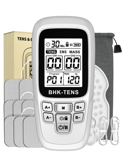 24 Modes TENS EMS Unit for Pain Relief, Muscle Stimulator Machine with 8 Reusable Electrode Pads - FDA Cleared 3-in-1 Device, 40 Intensity Levels, 90 Min Timer, Back/Neck/Knee Therapy, Pulse 2-150Hz
