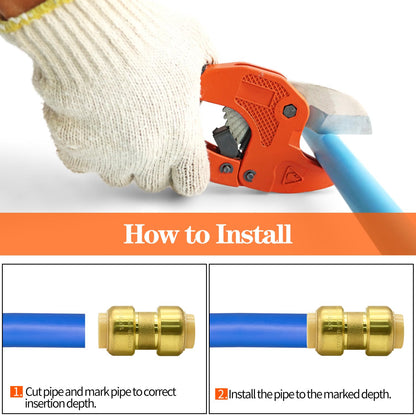 2/6/12 Pack Push-to-Connect Plumbing Fittings, 1/2" Pushfit Straight Fittings with Disconnect Clip for Copper, PEX, CPVC Pipe (1/2" Straight, 2)