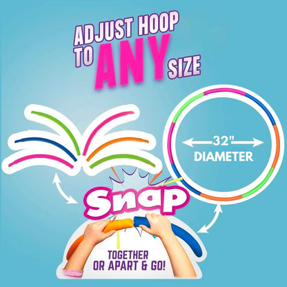 6 Pack: Toy Hoop Bundle Pack - Snap Together Detachable Adjustable Weight Size Plastic Hoops - Kids Hoola Rings for Sports, Exercise, Playing, 32-Inch