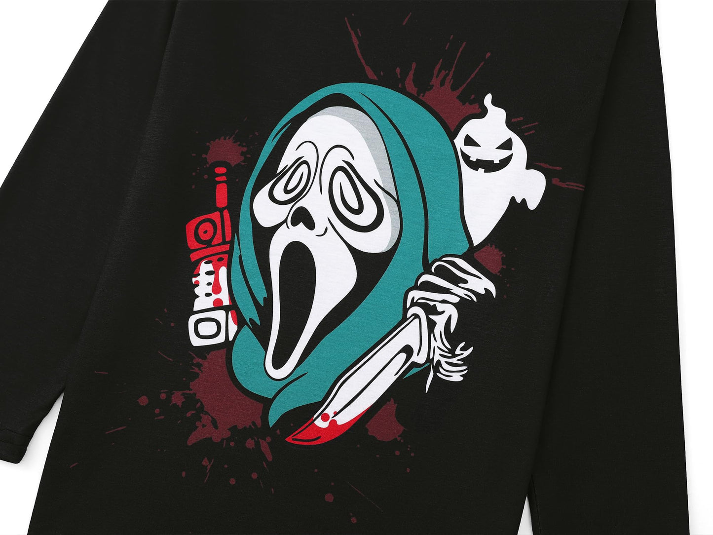 Beezizac Cool Holiday Pajama for Boys - Screaming Ghost Pull-on Long Sleeves & Pants Set 2-PC Soft PJ Kids Size 12