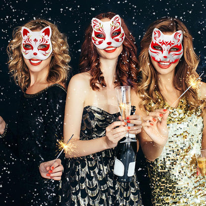 IMIKEYA Cat Mask 6pcs White Paper Fox Masks Blank Unpainted Wolf Animal Half Faces DIY Paint Masquerade Costume Prop for Carnival Cosplay Dance Party Favors