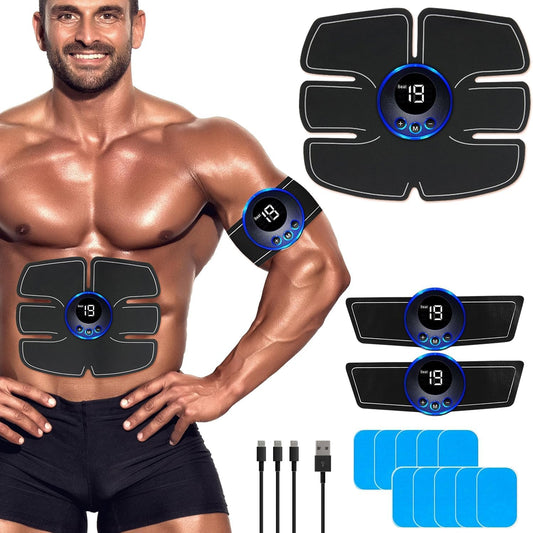 Autagpen Abs Muscle -Portable Toner - Trainer Workout Equipment for Men Woman Abdomen Home Office Exercise, 10pcs Free Gel Pads