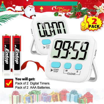Antonki 2 Pack Digital Timer for Kids, Magnetic Countdown Kitchen Timers for Cooking, Egg, Classroom, Teacher, Exercise, Study, Oven - Battery Included