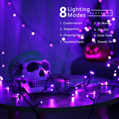 BrizLabs Purple Halloween Lights, 78.74ft 240 LED String Lights with Timer, Plug in Halloween Purple Mini Light Connectable, Outdoor Waterproof Tree Light for Indoor Outside Decor