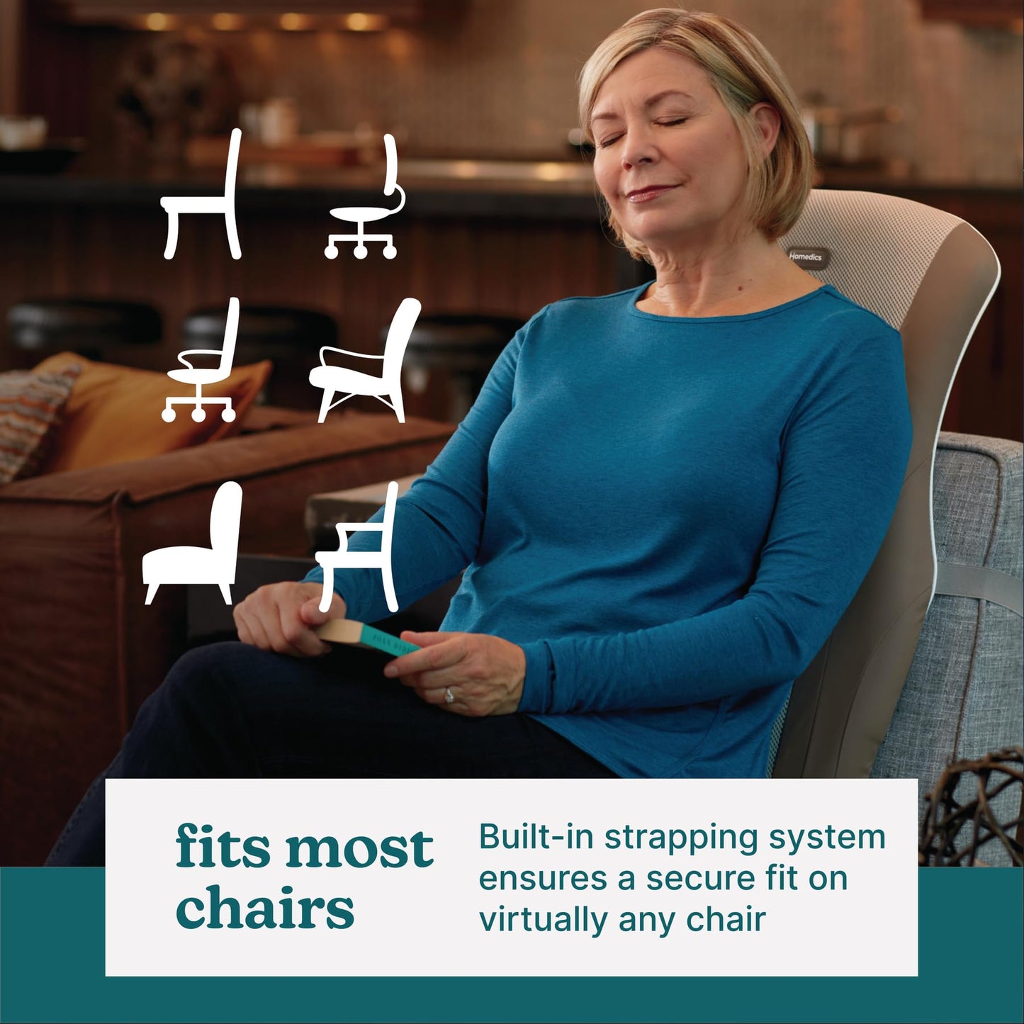 Homedics Shiatsu Massage Cushion with Heat for Full, Upper, and Lower Back, Deep Kneading Massager, Fits Most Chairs for Home or Office Use, Custom Comfort with 3 Zones for Targeted Control