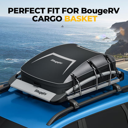 BougeRV Soft Rooftop Cargo Carrier Bag Water-Resistant Roof Bag Aero Car Top Carrier for Vehicle with Racks 900D PVC, Includes 6 Reinforced Straps, Storage Bag, Luggage Lock (39'' x 35" x 13'')