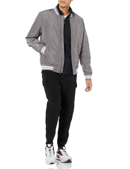 Amazon Essentials Men's Zip Up Sweatshirt, Lightweight French Terry, Mock Neck, Black, Medium