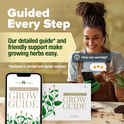 HOME GROWN 𝗣𝗥𝗘𝗠𝗜𝗨𝗠 𝗛𝗘𝗥𝗕 𝗞𝗜𝗧 8 Herb Seeds Garden Kit, Complete Indoor Planter Gift with Basil Cilantro Mint & More, Unique Kitchen Growing Set for Women Men, Birthday Housewarming Present