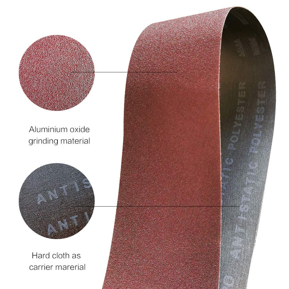4x36 4 x 36 inch Sanding Belt Pack 4-Inch x 36-Inch,12 Pcs(4 Each of 80 120 150 Grits) Aluminum Oxide for Sander