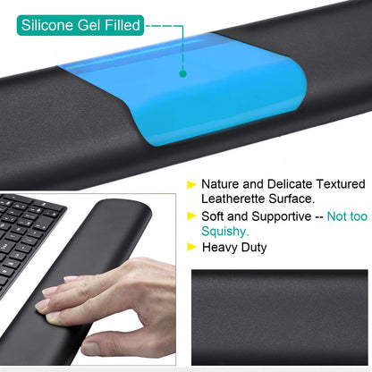 Aelfox Leather-Gel Ergonomic Keyboard and Mouse Wrist Rest Set, Support Pad Relieve Wrist Pain for Full Size Gaming Keyboard and Mouse, Laptop, Computer, Home, Office