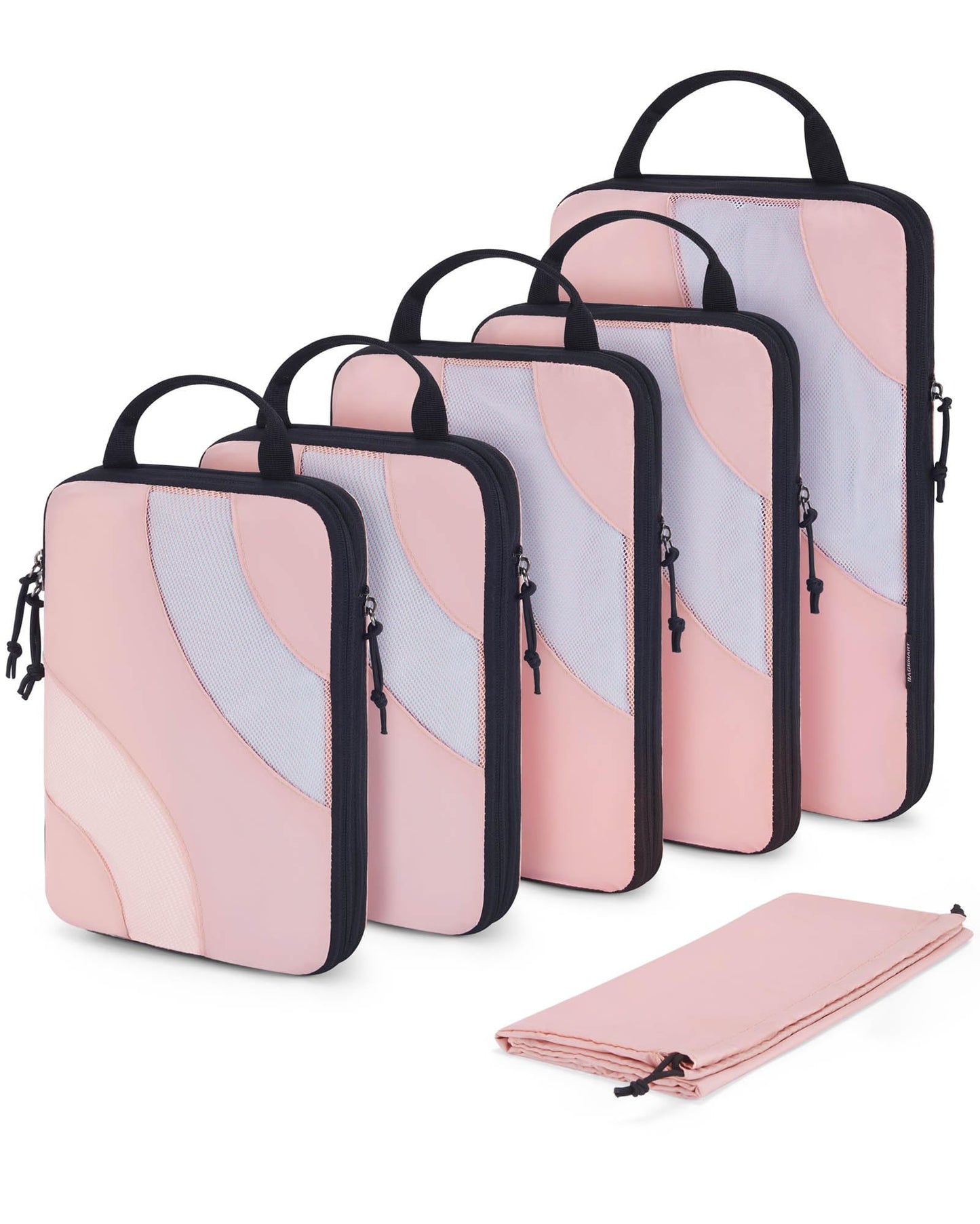 BAGSMART Compression Packing Cubes for Travel, 6 Set Travel Packing Cubes for Suitcases, Compression Suitcase Organizers Bag Set, Lightweight Packing Organizers Baby Pink