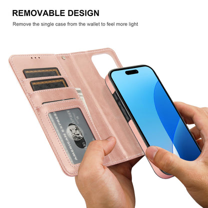 Bocasal for iPhone 16 Pro Wallet Case Compatible with MagSafe Wireless Charging, RFID Blocking Magnetic Leather Case with Card Slots Holder Kickstand Detachable Wrist Strap 6.3 Inch (Rose Gold)