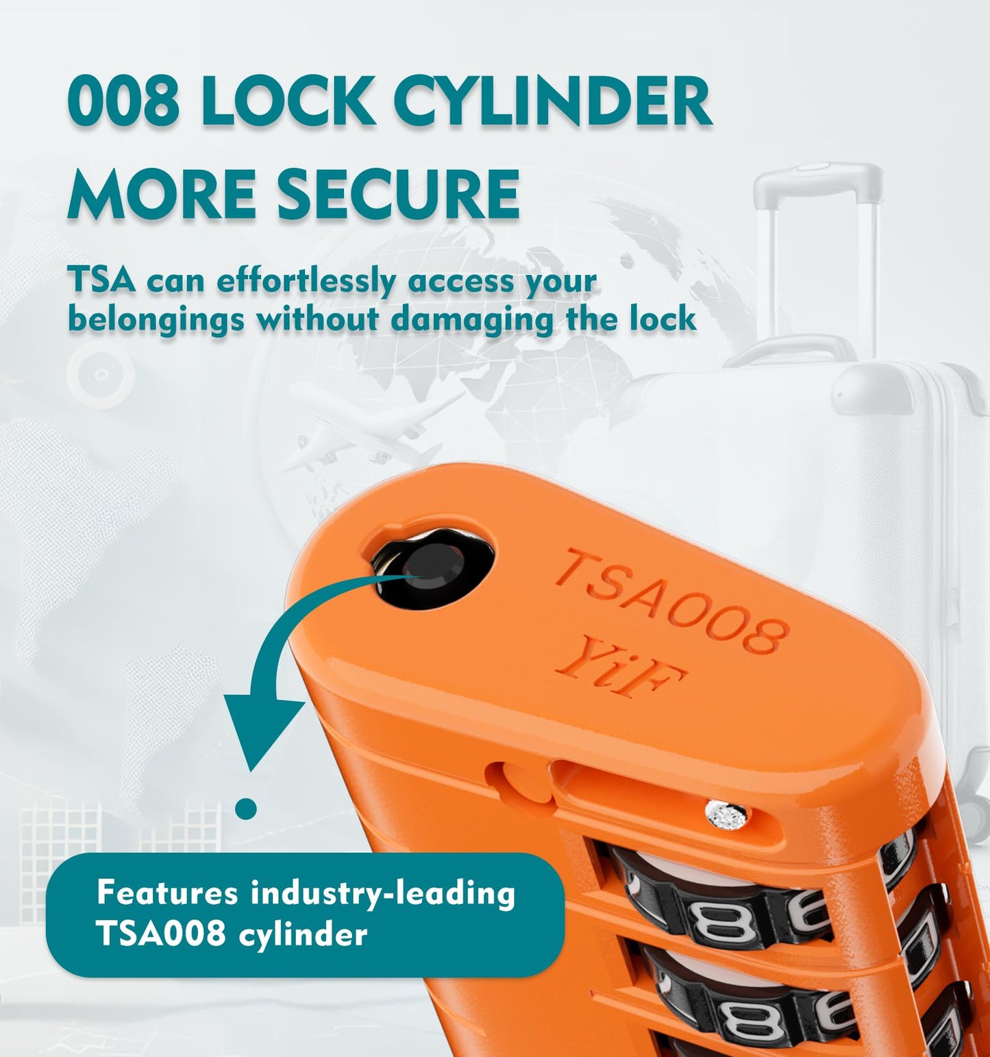ANVIL Luggage Locks - TSA Approved, Advanced Core, Alert Indicator. Great Suitcase & Backpack Lock for Travel & Daily Use (2, Orange)