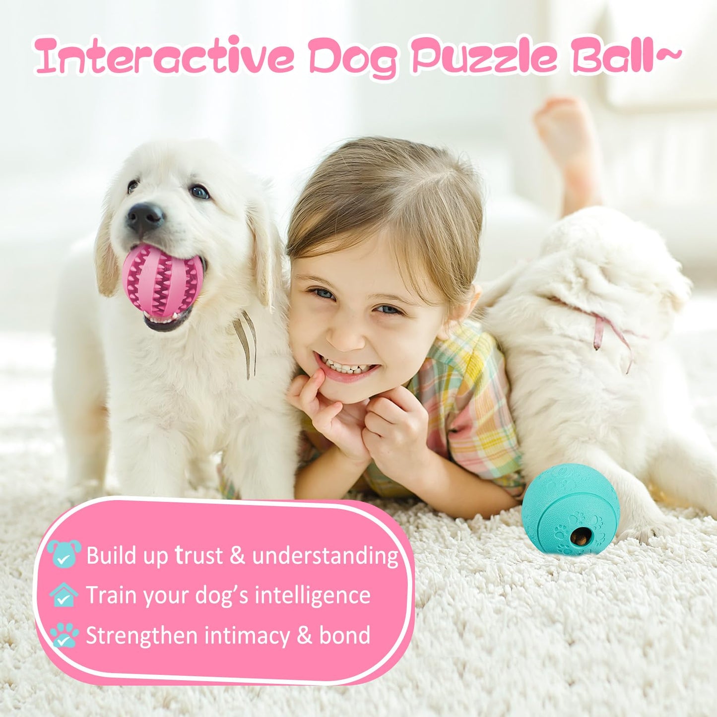 HIPPIH Dog Puzzle Toys & Interactive Toys for Large & Small Dogs - IQ Training, Chewing, Teeth Cleaning & Treat Dispensing - 2 Pack