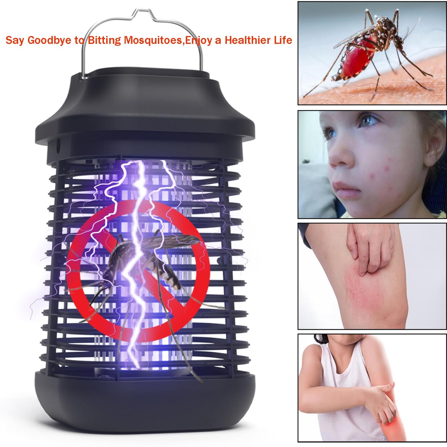 Bug Zapper for Outdoor and Indoor,3-Meter Power Cord with Switch Mosquito Zapper,Bug Zapper Outdoor for Home Backyard, Patio