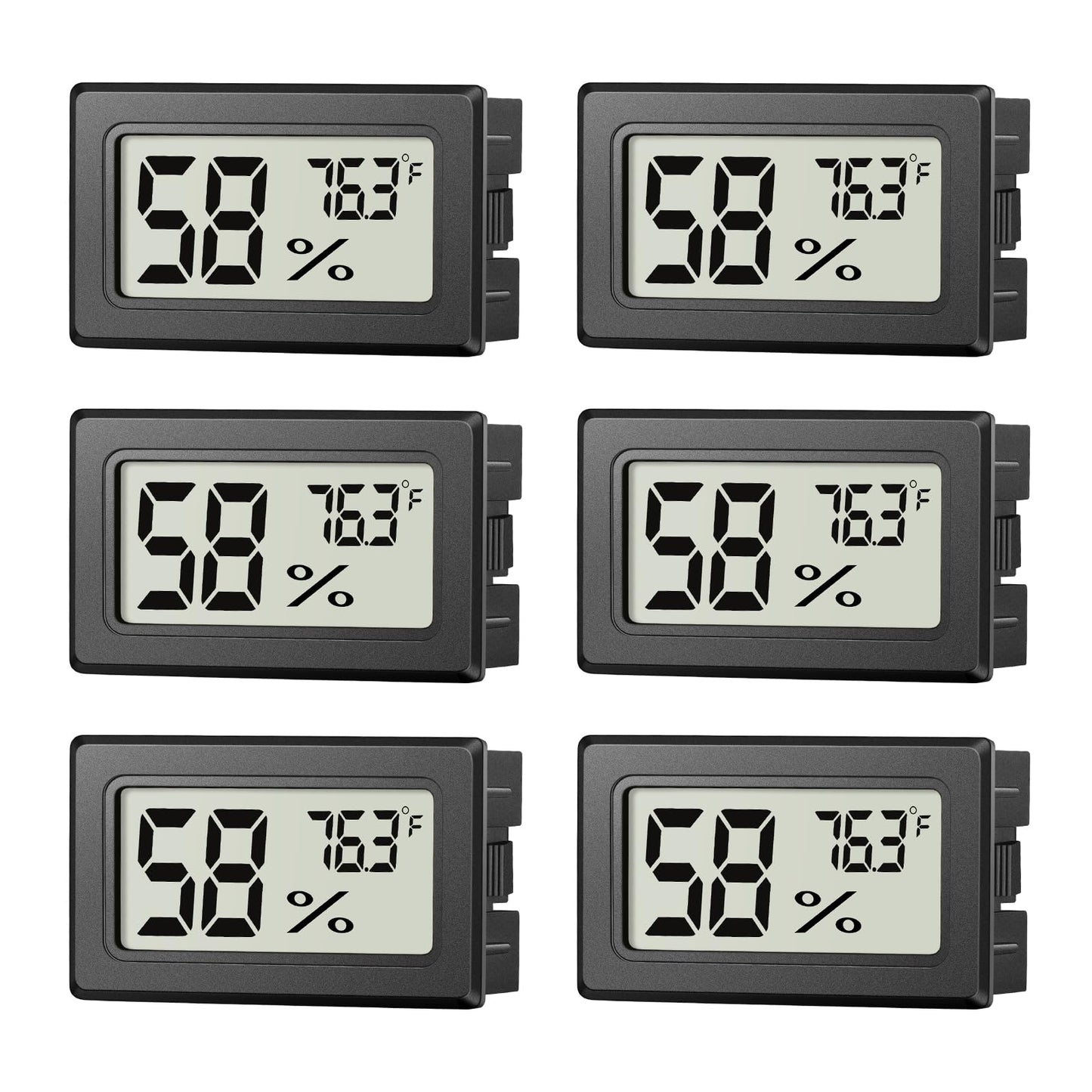 6 Pack Mini Hygrometer Indoor Humidity Meter, Small Digital Thermometer Humidity Gauge Meter, Indoor Thermometer Hygrometer Monitor Fahrenheit (℉) for Humidor, Thermostat Reptile Tank, Mason Jars