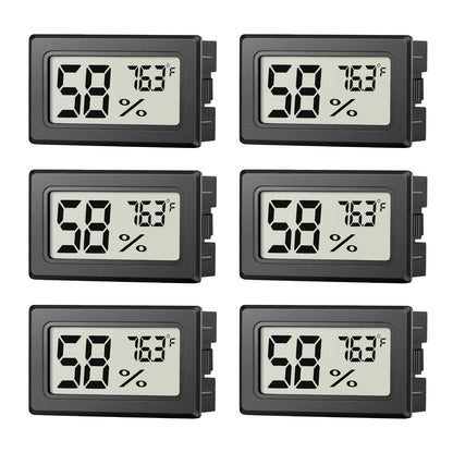 6 Pack Mini Hygrometer Indoor Humidity Meter, Small Digital Thermometer Humidity Gauge Meter, Indoor Thermometer Hygrometer Monitor Fahrenheit (℉) for Humidor, Thermostat Reptile Tank, Mason Jars