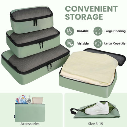 BAGAIL 8 Set/9 Set Packing Cubes Luggage Packing Organizer for Travel, Suitcase Packing Bags for Travel Accessories(Matcha Green, 9 Set)