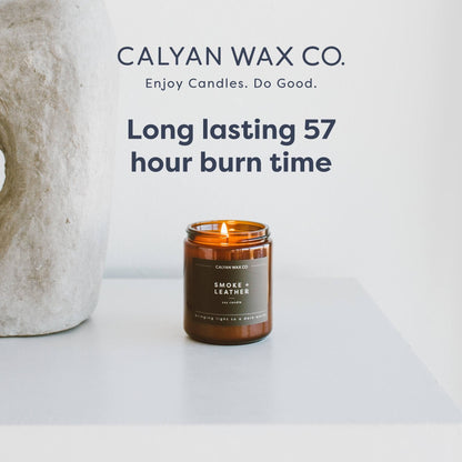 Calyan Wax Co. Soy Wax Candle, Apples + Maple Bourbon Scented Candle, 57 Hour Burn Time, Aromatherapy Soy Candles, Non Toxic & Vegan Soy Wax, Amber Glass Jar Scented Candles, 7.2oz