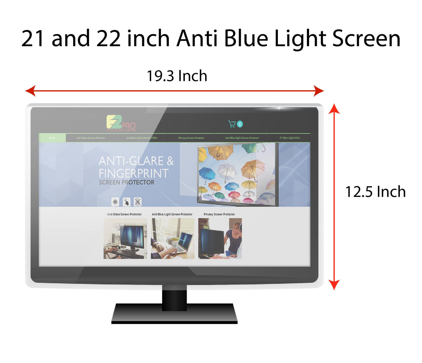 Anti Blue Light Screen filter for 21 and 22 Inches Widescreen Desktop Monitor, Blocks Excessive Harmful Blue Light, Reduce Eye Fatigue and Eye Strain