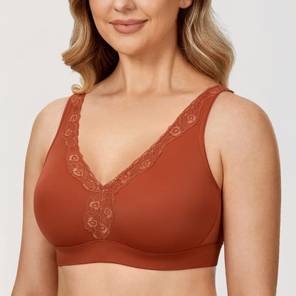AISILIN Women's Wireless Bra Plus Size Full Coverage Seamless Unlined Comfort Pumpkin 38DD