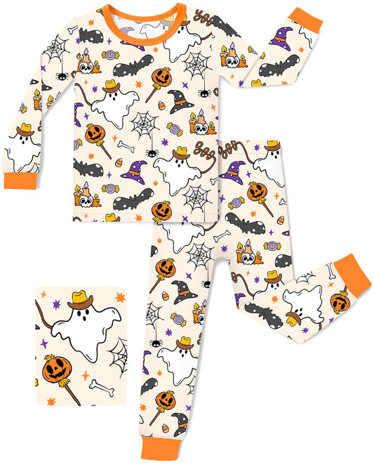 Bamboo Viscose Toddler Halloween Pajamas Boys Girls Kids Baby 2pcs Long-Sleeve Pyjamas Set 4-5T Snug fit Sleepwear Pjs
