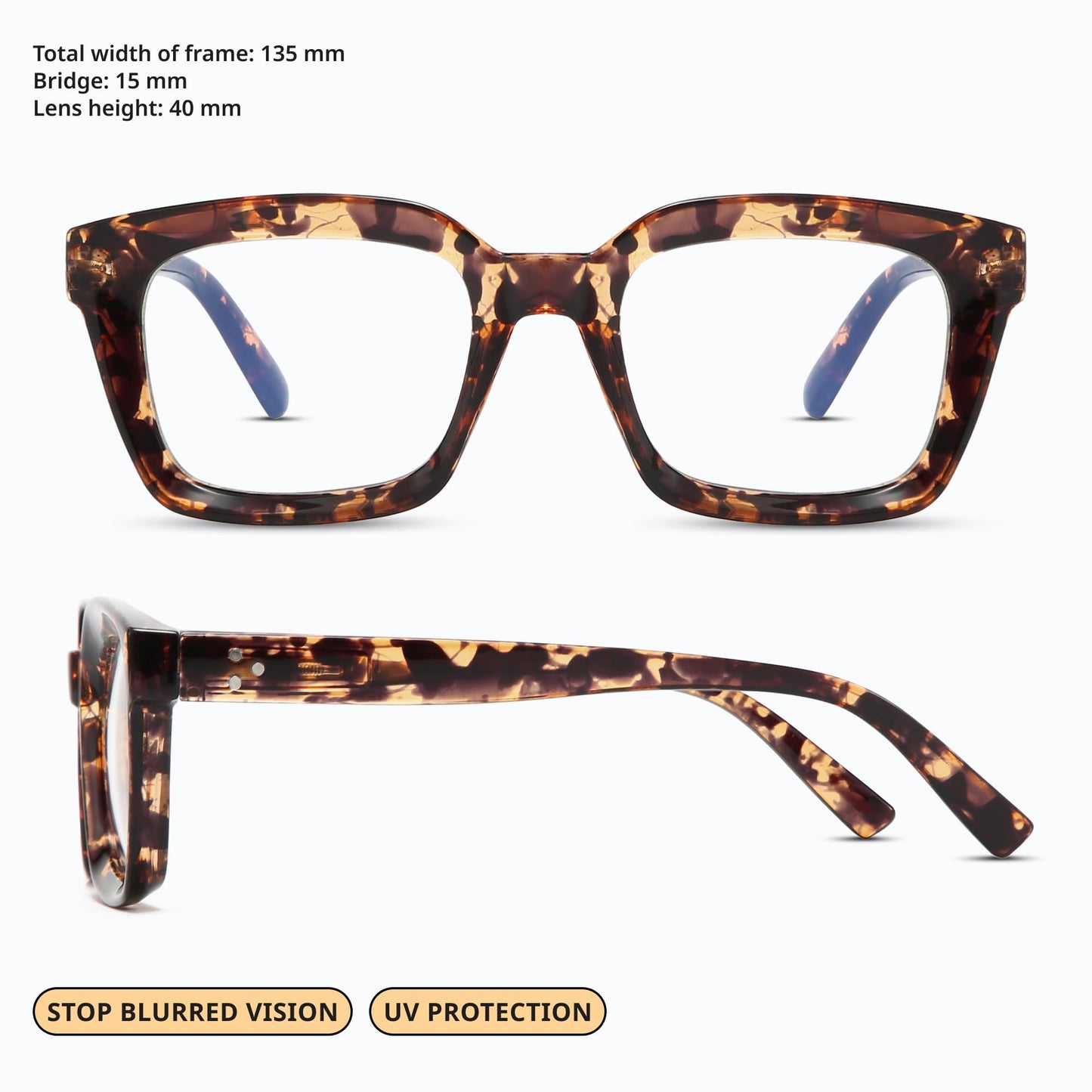 IBOANN Oversized Blue Light Glasses for Woman, Funky Fashion Glasses With Preppy Look, Eye Strain Computer Glasses