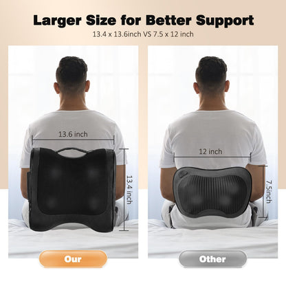 Back Massager with Heat, Percussion & Shiatsu 2-in-1 Massager for Lower Back Pain Relief, 3D Deep Tissue Kneading Massage Pillow for Back, Waist, Leg, Foot Relax, Gifts for Women Men