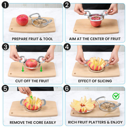 AUBENR 4.72 Inch Extra Large Apple Slicer with 12 Blades - Professional Heavy Duty Apple Cutter -304 Stainless Steel Apple Corer Tool - Sharp Apple Slicer and Corer - Easy to Use - Dishwasher Safe