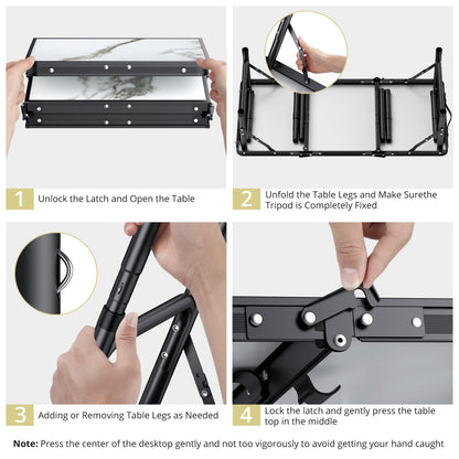 Anbte Folding Camping Table, Aluminum Small Folding Table 3 Adjustable Height Max 27.5", Portable Table with Carry Handle, Lightweight, for Outdoor Indoor Travel Camping Picnic BBQ, 34.6" x 15.7"
