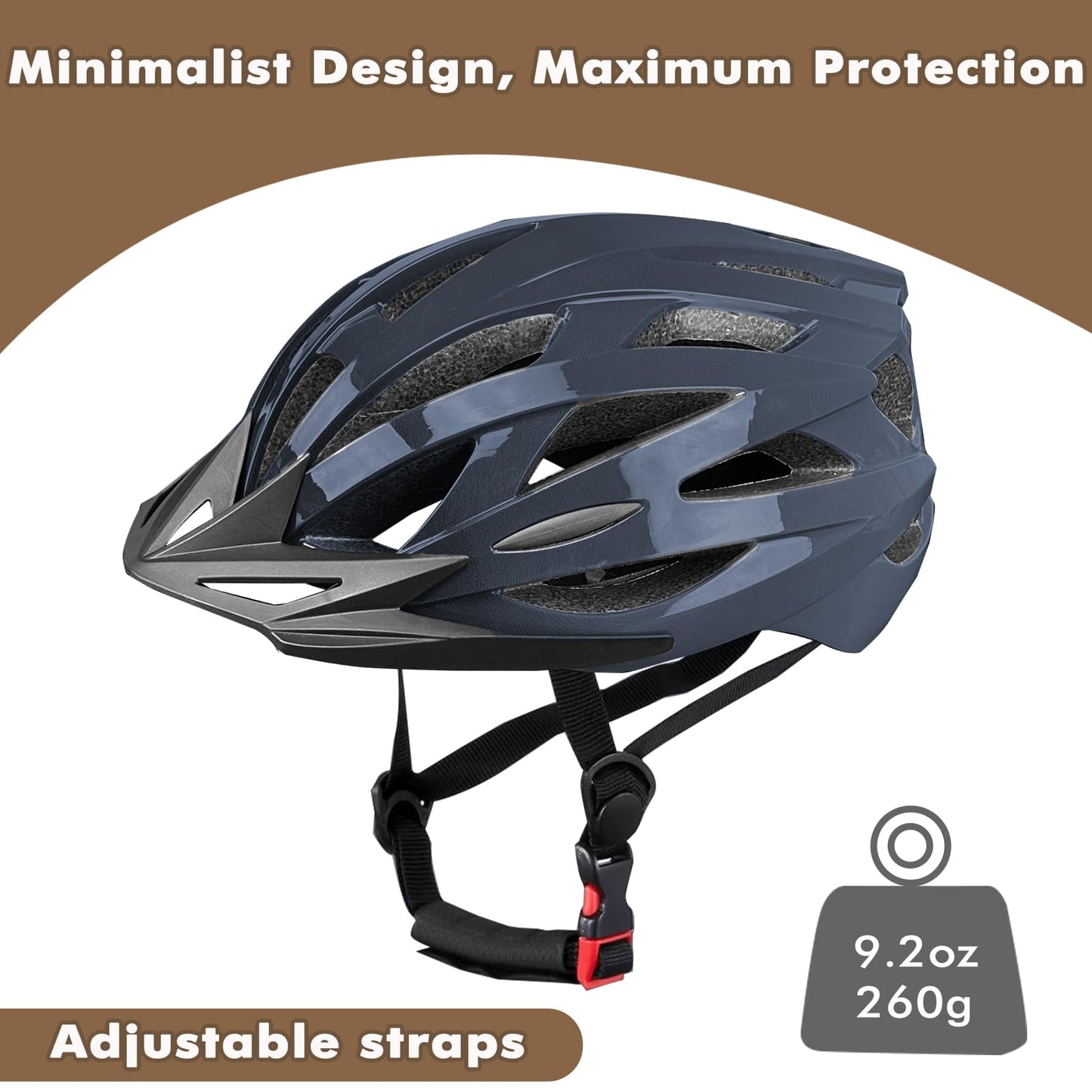 AISSTXOER Bike Helmet for Adults, CPSC-Certified 56-62cm Adjustable Road Cycling Helmet, Lightweight, Streamlined & 24-Vent One-Piece Moulded Design, with Detachable Visor (Black Gradient)