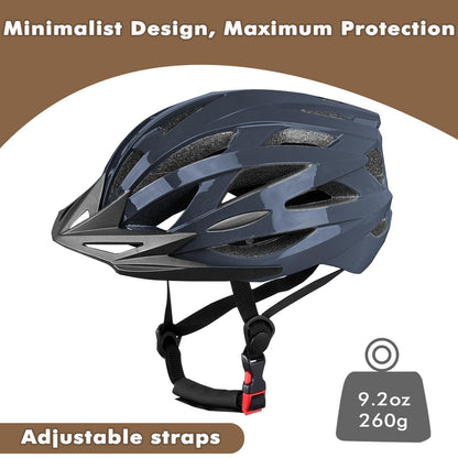 AISSTXOER Bike Helmet for Adults, CPSC-Certified 56-62cm Adjustable Road Cycling Helmet, Lightweight, Streamlined & 24-Vent One-Piece Moulded Design, with Detachable Visor (Black Gradient)